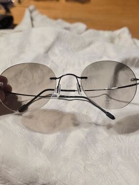 Men's Rimless Sunglasses in Gray - Minimal Metal Frame